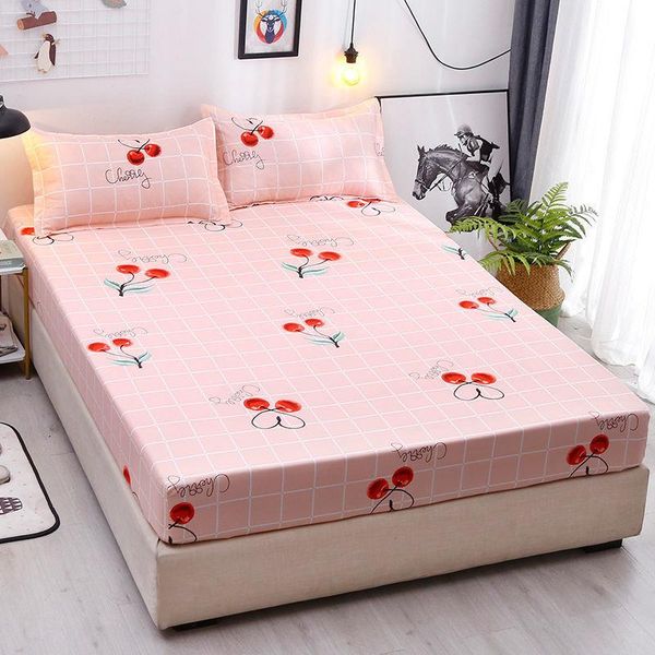 

sheets & sets cherrys single double fitted sheet twin full queen king mattress cover four corners with elastic bedroom bed bedding 1.5m