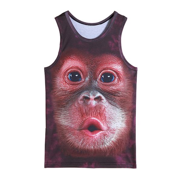 Macaco de Gorila Animal de Verão Macaco Impresso Tanques 3D Tops Sem Mangas Para Meninos Bodybuilding Roupas Cartoon Undershirt Colete 220309