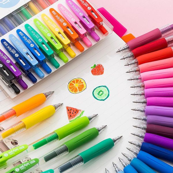 

gel pens 6/12pcs jelly color set nice juice ink pen ballpoint 0.5mm marker liner for writing painting drawing diary school f010
