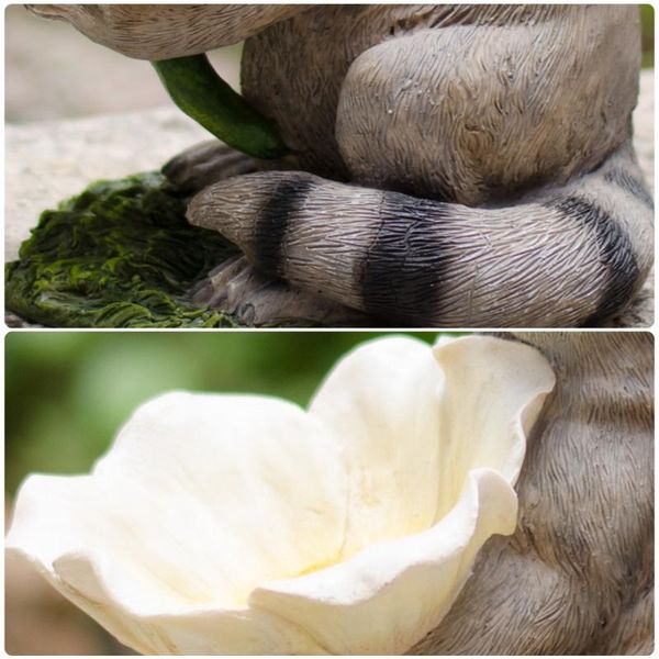 

garden decorations 581c raccoon resin statue bird feeder cute animal flower figurine ornament