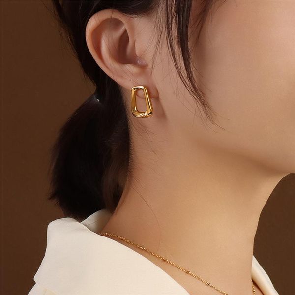 

stud bohemian hollow out geomrtic square earrings for women christmas gift fashion jewelry vintage stainless steel eardrop 2021, Golden;silver