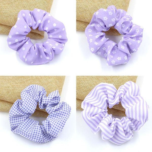 2021 Plaid a strisce viola Serie Scrunchie Legami dei capelli Corda Elastica per capelli Elastici per capelli Porta coda di cavallo Accessori per capelli