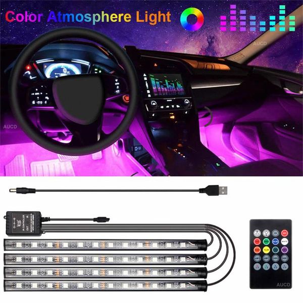 

night lights 12v 10w rgbw led car atmosphere usb strip lamp light music controller home cars party interior decorative ambient strips