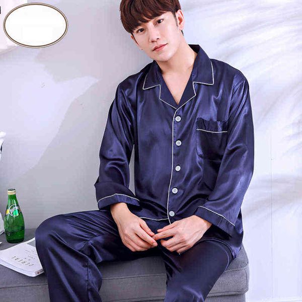 

men pyjama set spring summer long sleeve men pajama suit autumn nightwear collar pijama male sleepwear two piece xxxl 211111, Black;brown