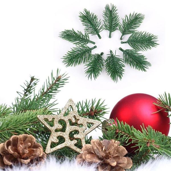 

decorative flowers & wreaths 10pcs pine needle artificial fake plant flower branch for christmas tree decoration accessories diy bouquet gif