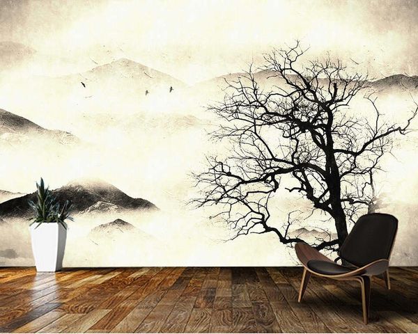 

wallpapers papel de parede artistic ink landscape painting chinese style retro wallpaper,living room bedroom wall papers hoe decor mural