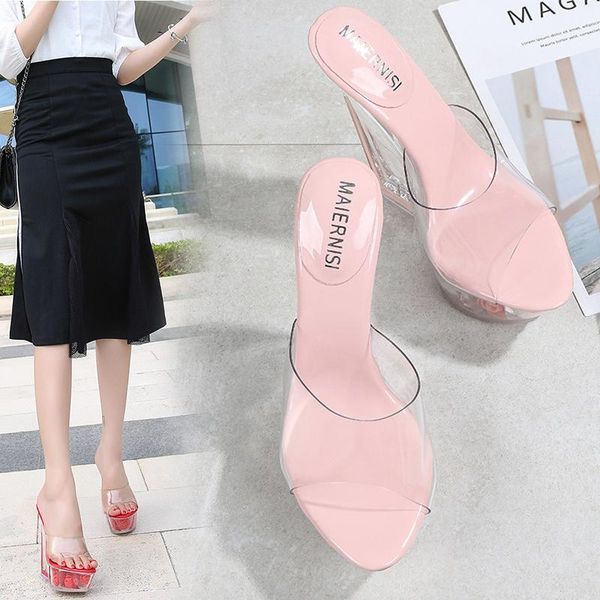 

slippers 2021 fashion women's punk summer shoes transparent wedge basic, Black
