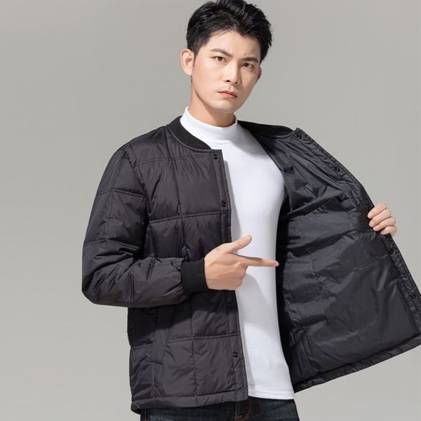 

middle aged and elderly et short men's thickened thermal underwear winter large down liner dad's cloth, Black