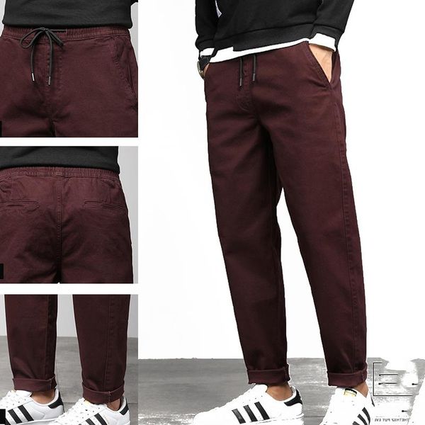 

loose harem pantscotton tie pants, men's trousers feet pant sports trendy overalls men casual pants thickened wide, Black