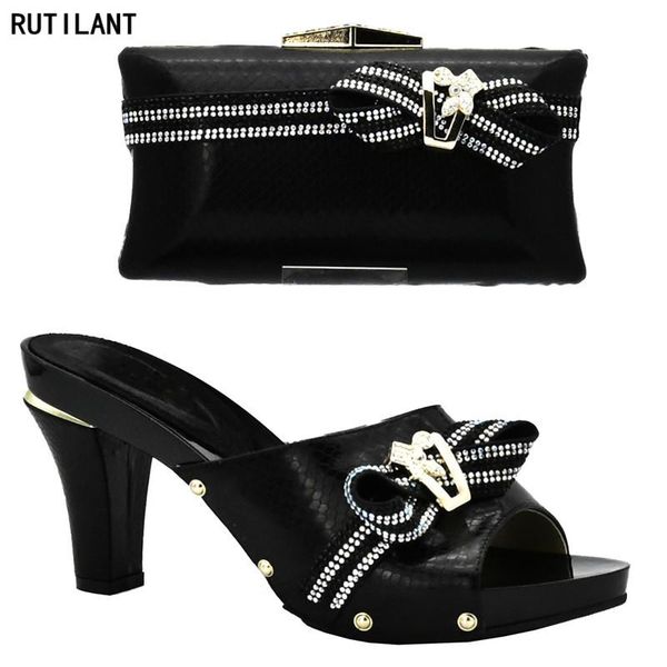 

dress shoes arrival nigerian party shoe and bag sets decorated with rhinestone latest african matching bags italian in women, Black