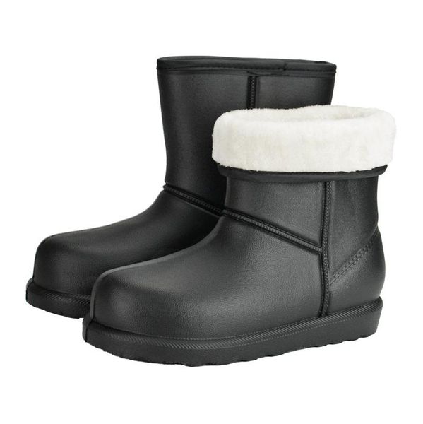 

boots eva winter shoes women fur rain warterpoof 2021 female light waterproof water rainboots for velvet, Black