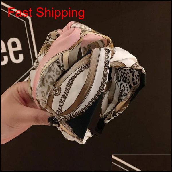 

printing headband silk fabrics cross knot headband women girls hair head hoop bands acces qylghc bdehair, Black;brown
