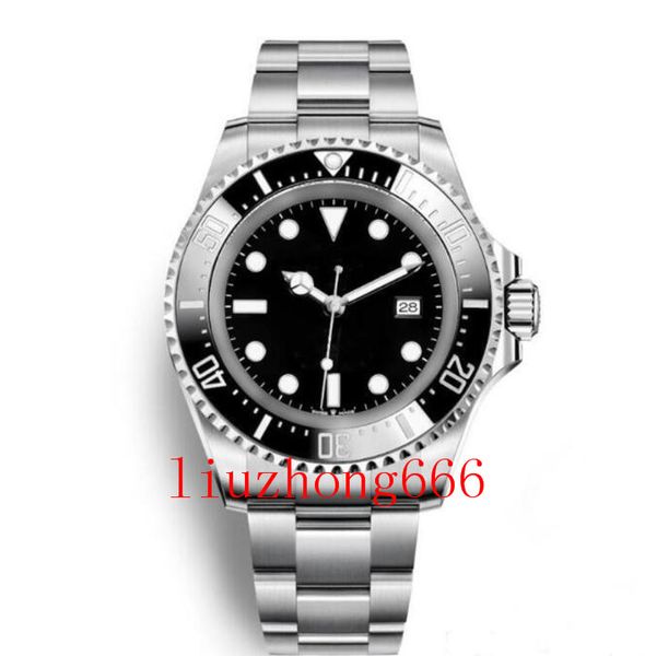 

r series 44mm automatic date mens watches deep black dial ceramic bezel luminous hands stainless steel bracklet wristwatches, Slivery;brown