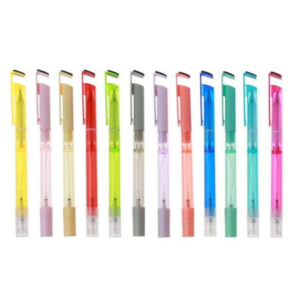 

gel pens 5pcs portable refillable mister pen black ink 3-in-1 spray bottles phone holder stand wipe screen cleaning