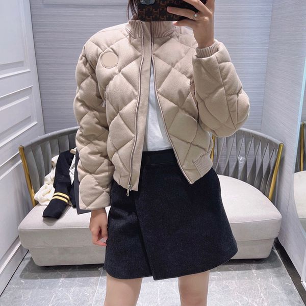 

channel goods 1014 high-end famous brand womens autumn and winter handsome casual baseball jacket rhombic cashmere short down, Black