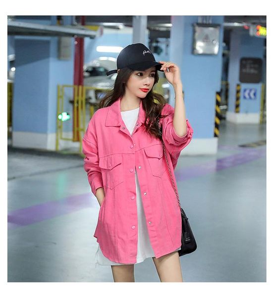 

women's jackets loose-fit printed pink jeans coat denim jacket, Black;brown