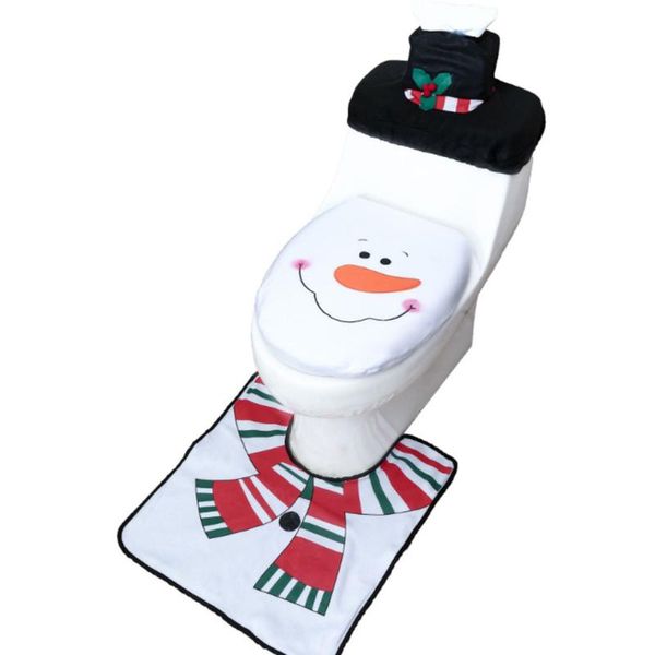 

3pcs christmas toilet seat & cover santa claus bathroom mat xmas decor for bathroom toilet seat non slip cover 2021 home decor