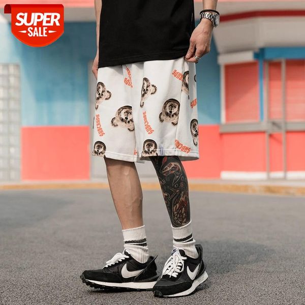 

Hip Hop Shorts Mens Streetwear Bear Print Knee Length Trousers 2021 Summer Harajuku Joggers Short Pants Cotton Loose Oversized #Gd42, Black