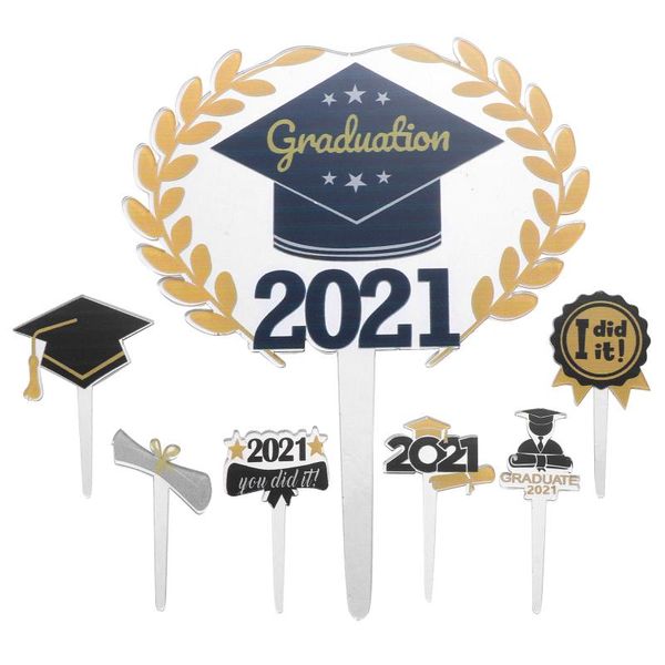 

party decoration 7pcs 2021 graduation cake insert ers acrylic decorative