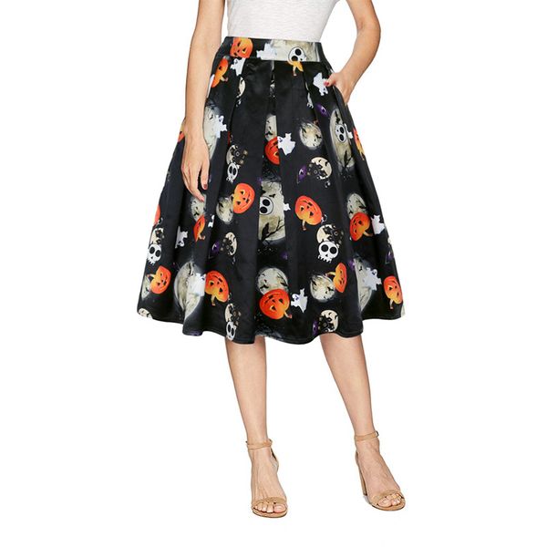

2020 printed skirt pleated skirt summer floral womens foreign trade one piece dropshipping, Black;gray