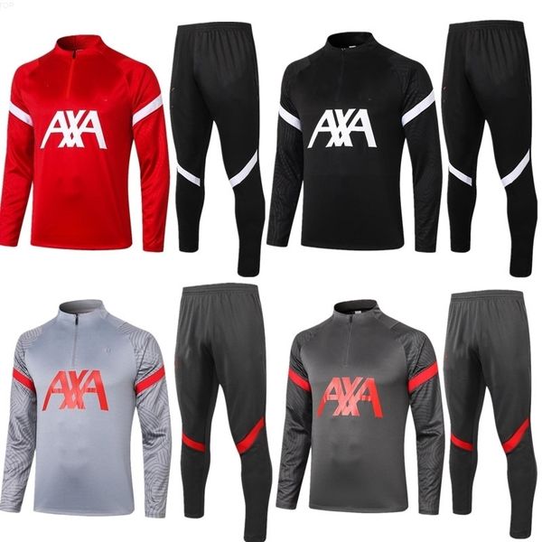 

new men soccer tracksuit set survetement set 2020 2021 del chandal man long sleeve sportswear football training suit jogging set, Black