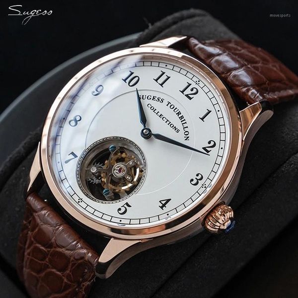 

hand wind tourbillon mechanical watch sapphire crystal wristwatch luxury for men seagull st8000 movement skeleton wristwatches, Slivery;brown