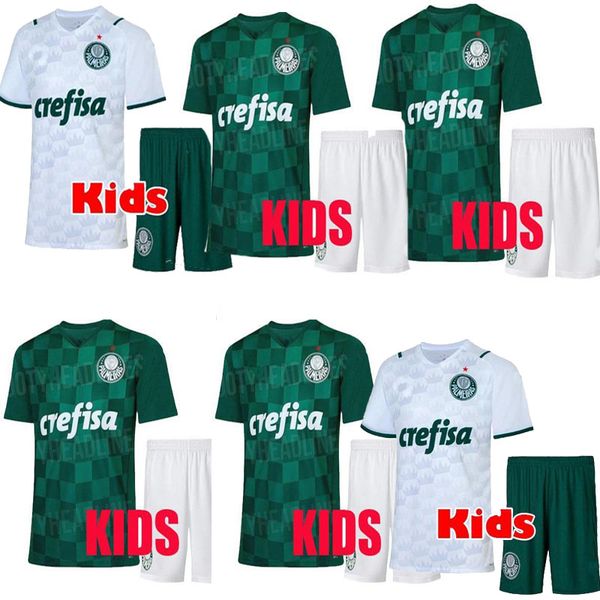 

kids kit 21 22 palmeiras soccer jersey home green dudo g.jesus jean alecsandro 2021 palmeiras away allione cleiton xavier football shirts, Black
