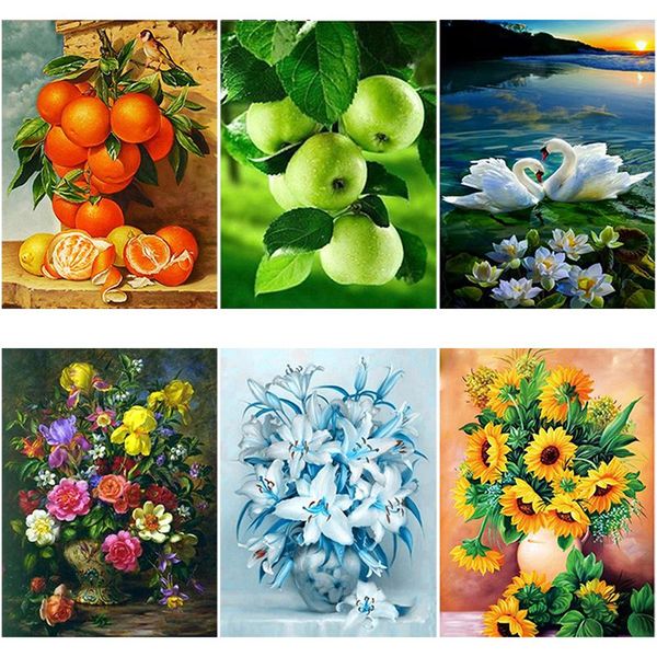

diamond painting diy 5d fruit & flower embroidery cross stitch full round drill mosaic rhinestones kitchen decor gift