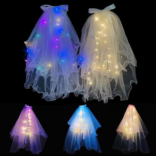 

party decoration women girls light up glow headband veil flashing blinking hair bands headwear wedding christmas halloween supplies
