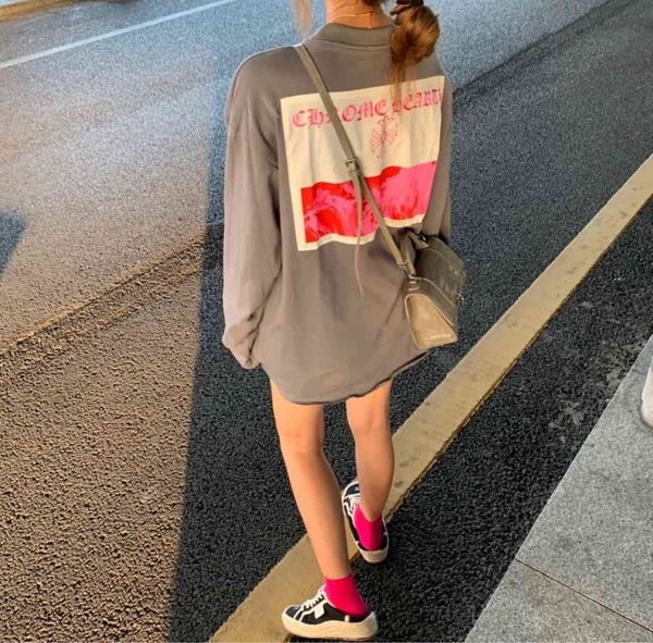 

20ss new super color ch grey powder long sleeve t-shirt, Black