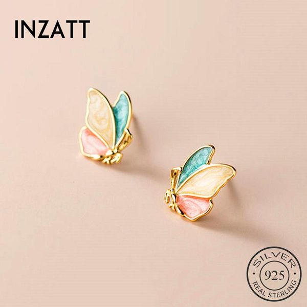 

stud inzareal 925 sterling silver color butterfly earrings for fashion women party cute fine jewelr minimalist accessories, Golden;silver