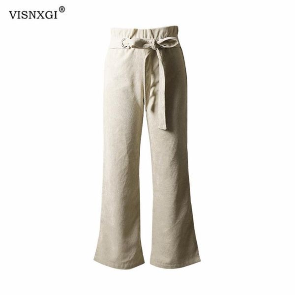 

women's pants & capris visnxgi high waist casual wide leg spring summer women loose pleated elastic black pant trousers, Black;white