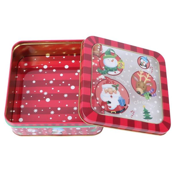 

1pc christmas tinplate candy box square gift wrapping box candy storage