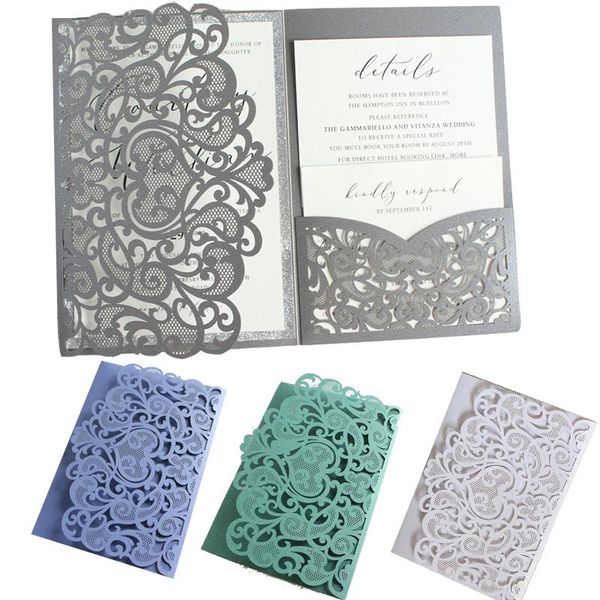 

greeting cards 25pcs customized wedding invitations card with envelopes heart print insert holder mariage birthday party supplies