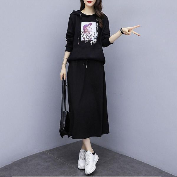 

women's tracksuits plus size ladies suit 2021 slimming age reduction spring autumn two-piece korean long-sleeved hooded set a825, Gray