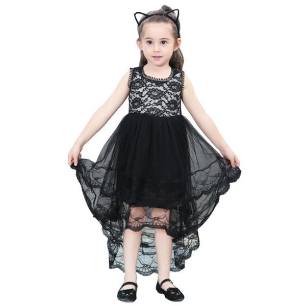 

girl's dresses 2-10 yrs girls little black dress 2021 summer lace irregular carnaval layered elegant princess birthday party outfit, Red;yellow
