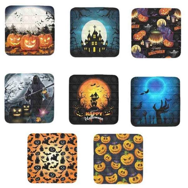 

halloween pumpkin devil skull magic castle pioneer fidget toys push bubbles children's autism stress reliever puzzle squeeze toy
