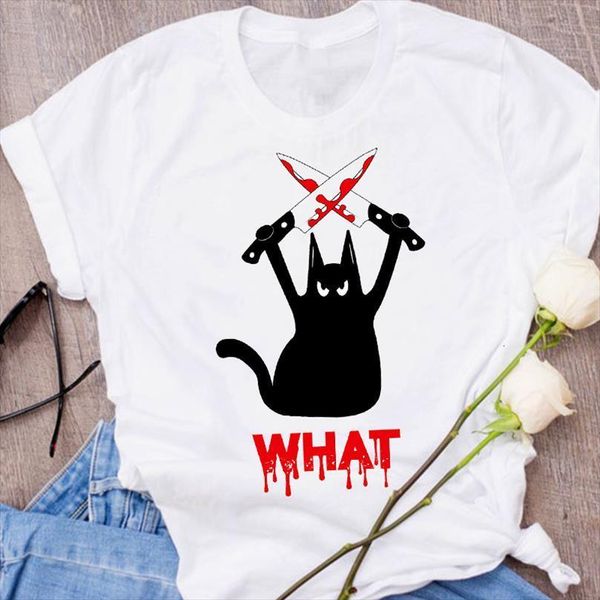 

and women graphic cat animal mens cartoon harajuku print autumn fall halloween clothes lady tees female womens, White;black
