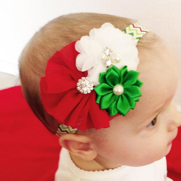 

hair accessories christmas children chiffon flower head baby decoration ornaments headband, Slivery;white