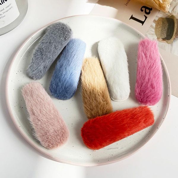 

hair clips & barrettes handmade plush cute faux fur clip women accessories girls chilrdren fashion hairpin headwear, Golden;silver