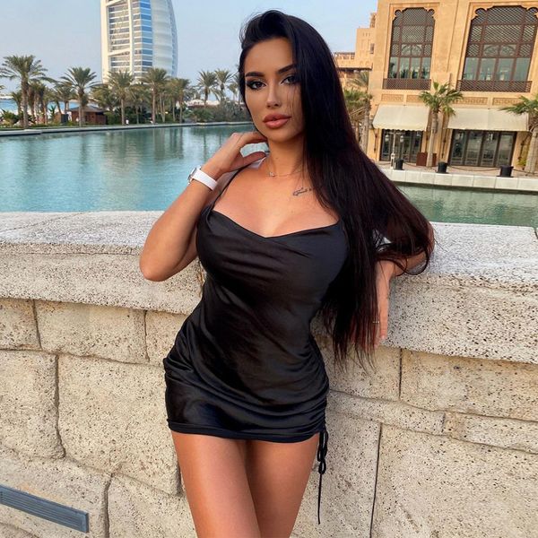 

women summer style dress women 2021 new arrivals spaghetti strap solid bodycon party dress vestidos, Black;gray