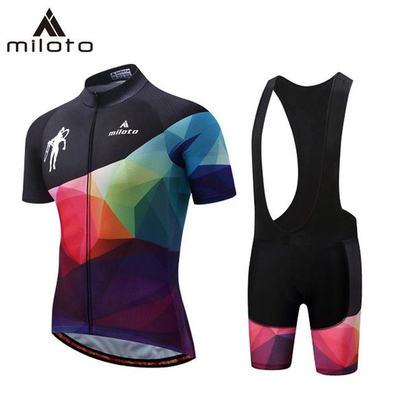 

racing sets miloto cycling jersey bib shorts set 2021 mountain bike clothing mtb bicycle clothes wear maillot ropa ciclismo, Black;blue