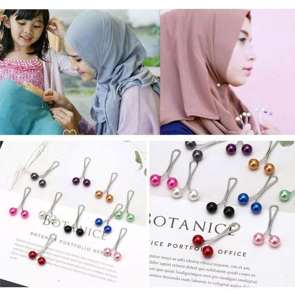 

hair clips & barrettes 24pcs muslim hijab scarf pin pearl clip headscarf shawl accessories lady jewerly gift c1fe, Golden;silver