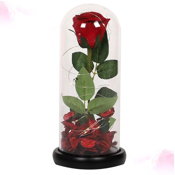 

gift wrap glass cover led light simulation immortal rose deskornament valentine's day present home decor for lady without batter