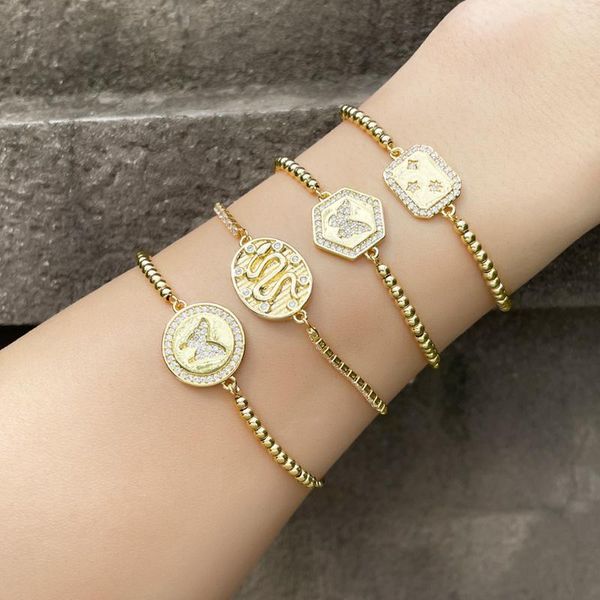 

charm bracelets flola snake butterfly for women copper zircon beads white stone gold chain bracelet wholesale jewelry brtd71, Golden;silver
