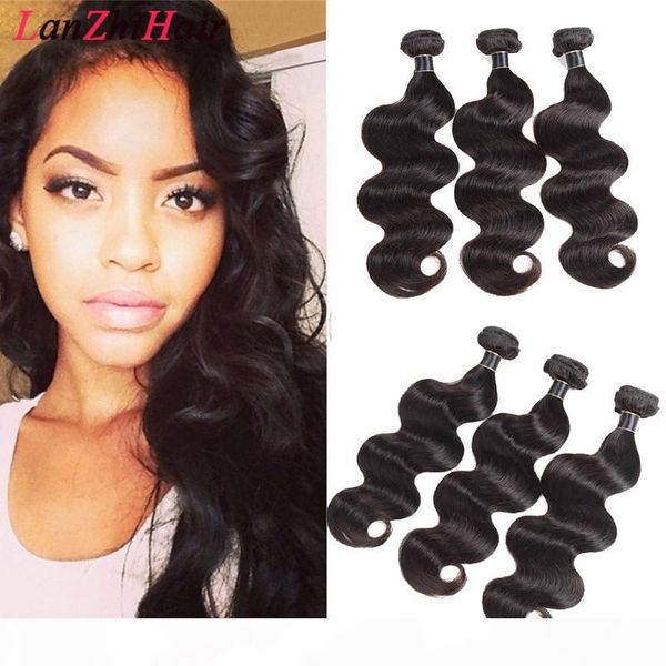 

peruvian human hair weaves body wave 100% virgin unprocessed 9a brazilian malaysian indian cambodian virgin human hair extensions body wave, Black