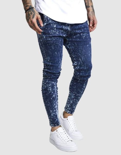 

men's jeans siksilk drop crotch washed for men, Blue