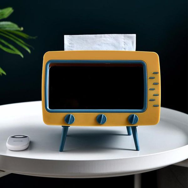 

tissue boxes & napkins retro tv-shaped mobile phone holder multifunctional box smartphone bracket creative cute paper dispenser storage