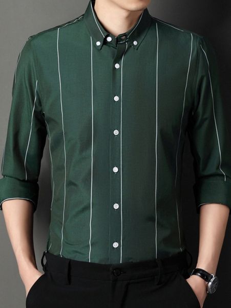 

men single breasted striped button down shirt h1je#, White;black