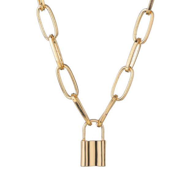 

pendant necklaces hip-hop punk lock pendants necklace lover vintage square chain rock man women girl wedding jewelry gift, Silver